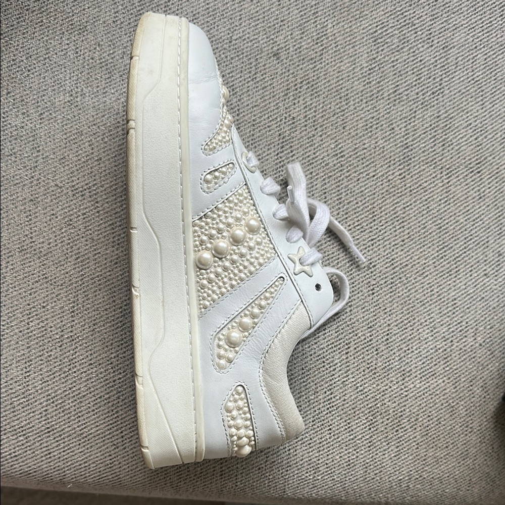 Jimmy Choo Women's White Pearl-Embellished Sneakers